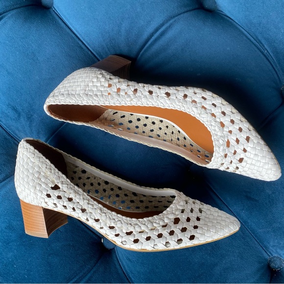 AQUATALIA PASHA WHITE WOVEN LEATHER PUMPS HEELS - Picture 4 of 11